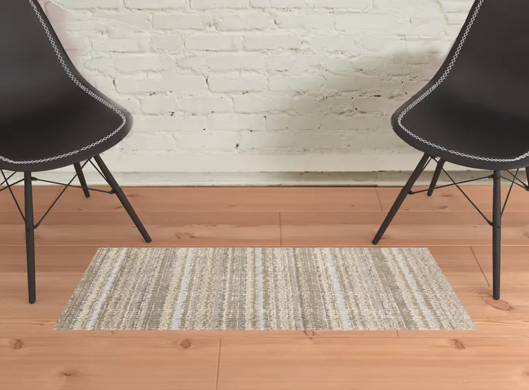 Ivory Grey Tan And Brown Abstract Power Loom Stain Resistant Area Rug Photo 2