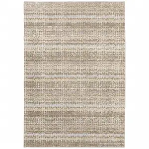 Photo of Ivory Grey Tan And Brown Abstract Power Loom Stain Resistant Area Rug