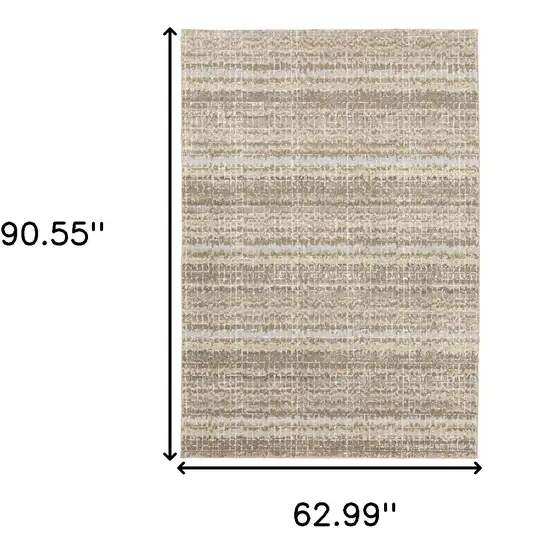 Ivory Grey Tan And Brown Abstract Power Loom Stain Resistant Area Rug Photo 8