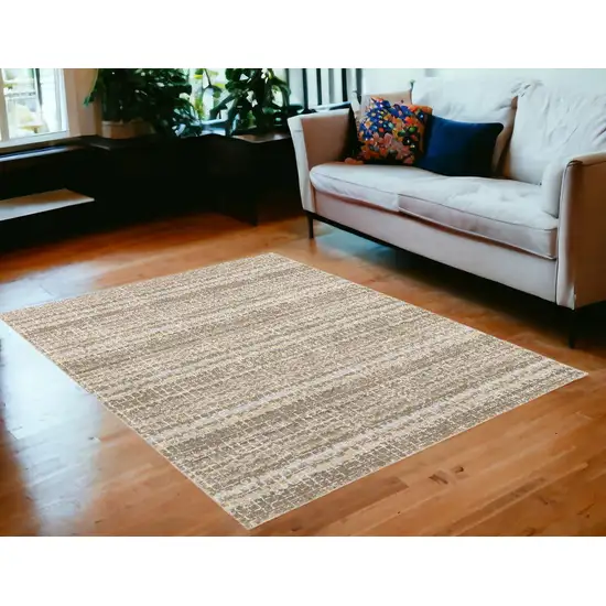 Gray and Ivory Abstract Power Loom Area Rug Photo 1