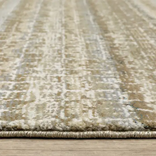 Ivory Grey Tan And Brown Abstract Power Loom Stain Resistant Area Rug Photo 9