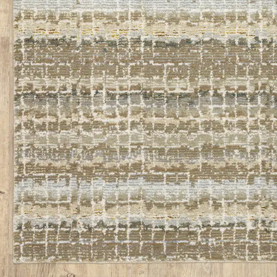 Ivory Grey Tan And Brown Abstract Power Loom Stain Resistant Runner Rug Photo 4