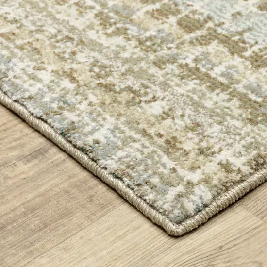 Ivory Grey Tan And Brown Abstract Power Loom Stain Resistant Runner Rug Photo 5