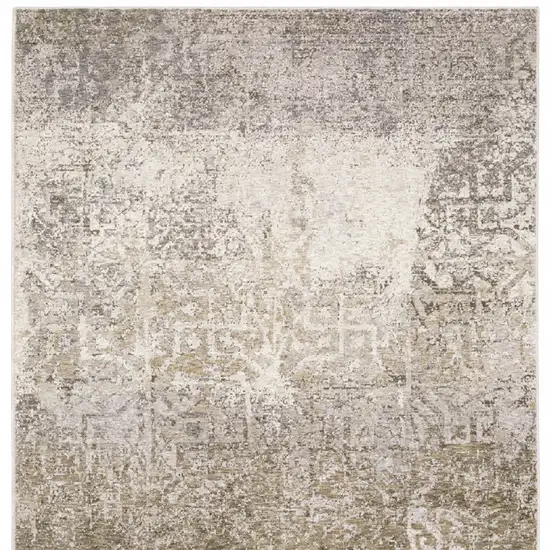 Ivory Grey Tan Brown And Beige Abstract Power Loom Stain Resistant Area Rug Photo 4