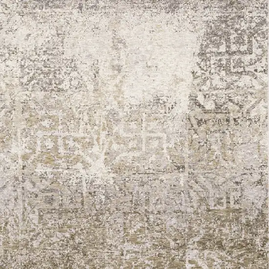 6' X 9' Ivory Grey Tan Brown And Beige Abstract Power Loom Stain Resistant Area Rug Photo 4