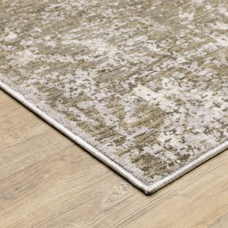 Ivory Grey Tan Brown And Beige Abstract Power Loom Stain Resistant Area Rug Photo 4