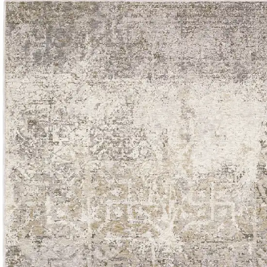 Ivory Grey Tan Brown And Beige Abstract Power Loom Stain Resistant Area Rug Photo 4