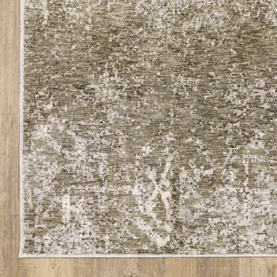 Ivory Grey Tan Brown And Beige Abstract Power Loom Stain Resistant Area Rug Photo 3