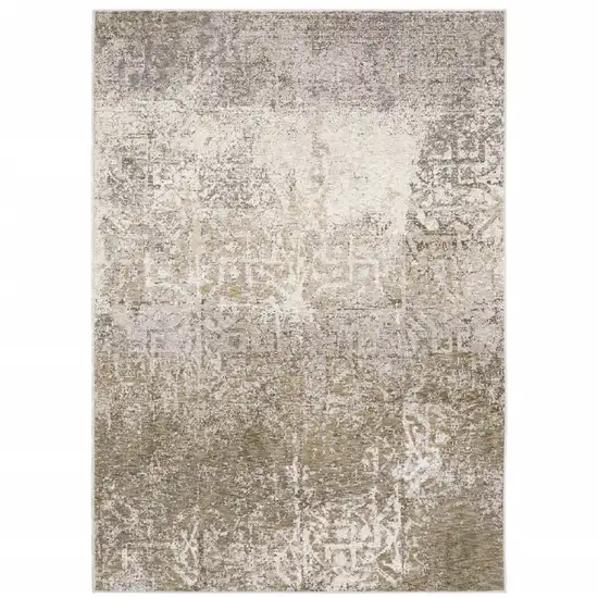 Ivory Grey Tan Brown And Beige Abstract Power Loom Stain Resistant Area Rug Photo 1