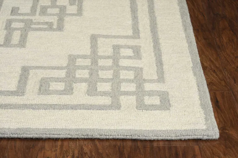 Ivory  Grey Wool Area Rug Photo 5