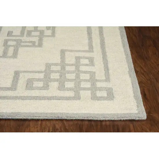 Ivory  Grey Wool Area Rug Photo 5