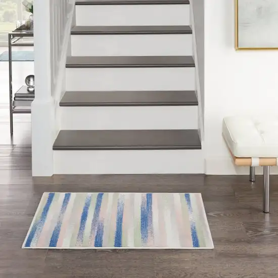 Ivory Halftone Stripe Area Rug Photo 6