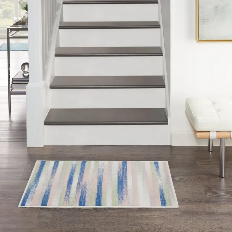 Ivory Halftone Stripe Area Rug Photo 4