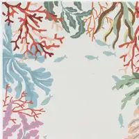 Photo of Ivory Hand Hooked Bordered Coral Reef Indoor Area Rug