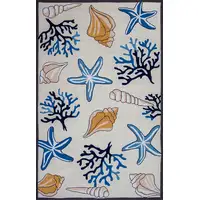 Photo of Ivory Hand Hooked Sea Corals And Shells Indoor Area Rug