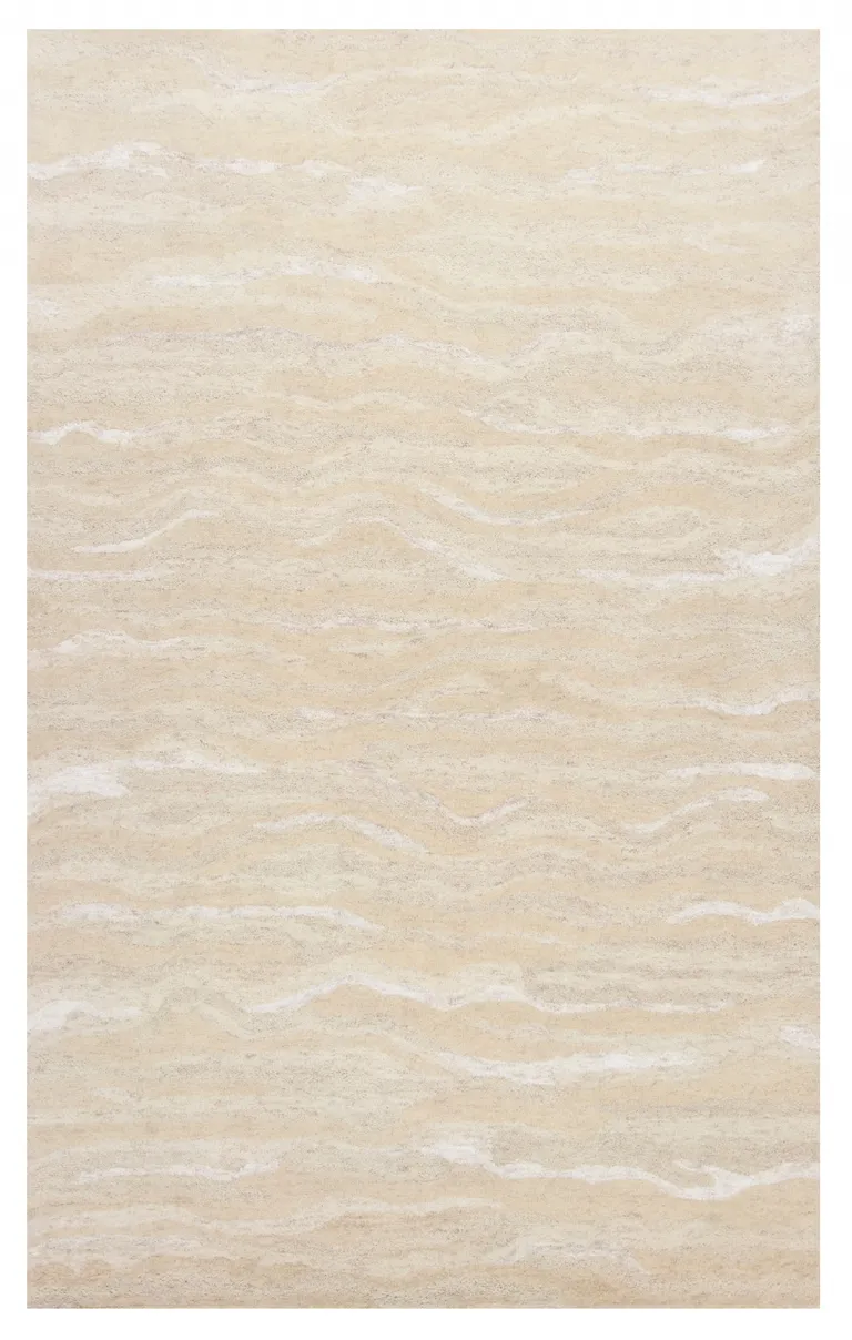 Ivory Hand Tufted Abstract Indoor Area Rug Photo 1