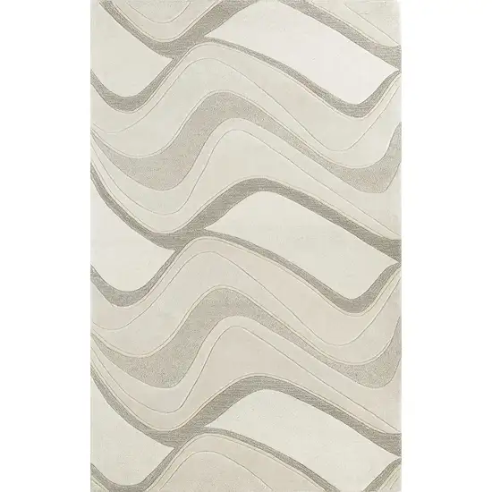 Ivory Hand Tufted Abstract Waves Indoor Accent Rug Photo 1