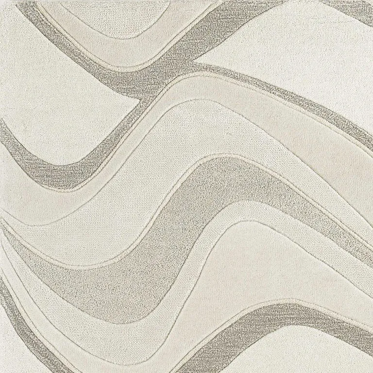 Ivory Hand Tufted Abstract Waves Indoor Accent Rug Photo 3