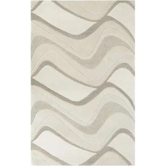 Ivory Hand Tufted Abstract Waves Indoor Area Rug Photo 2