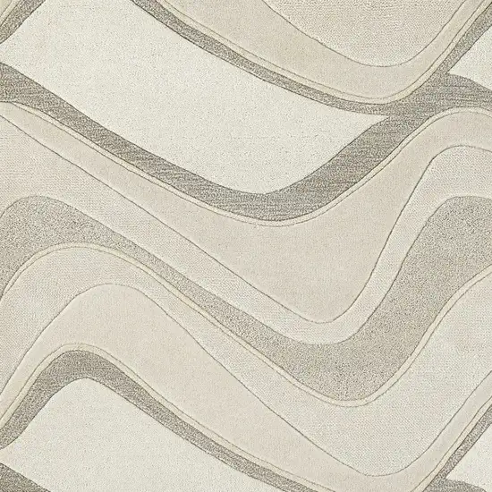 Ivory Hand Tufted Abstract Waves Indoor Area Rug Photo 4