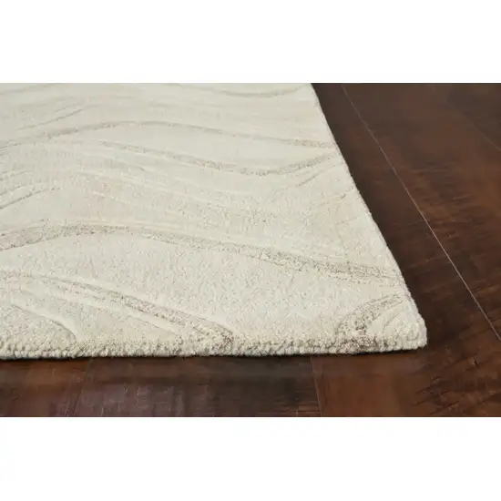 Ivory Hand Tufted Abstract Waves Indoor Area Rug Photo 4