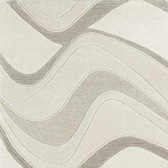 Ivory Hand Tufted Abstract Waves Indoor Area Rug Photo 3