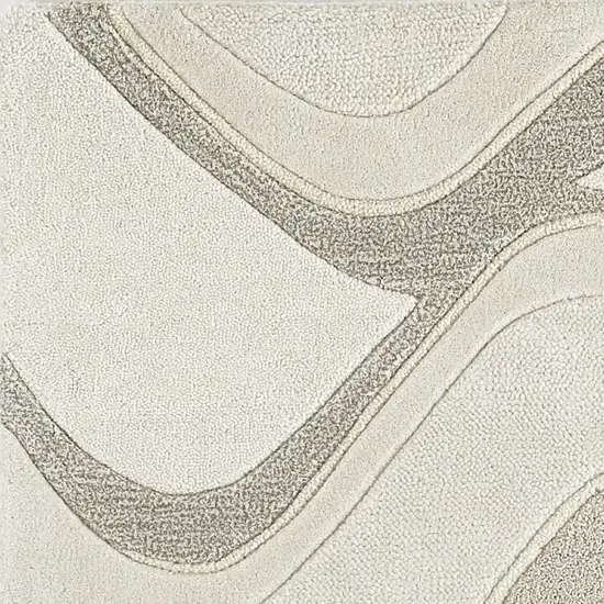 Ivory Hand Tufted Abstract Waves Indoor Area Rug Photo 2