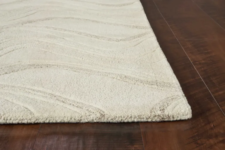 Ivory Hand Tufted Abstract Waves Indoor Area Rug Photo 4