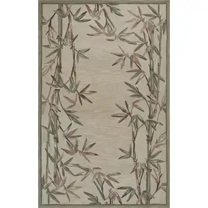 Photo of Ivory Hand Tufted Bordered Bamboo Indoor Area Rug