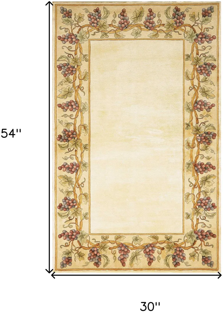 Ivory Hand Tufted Bordered Grapevine Indoor Area Rug Photo 5