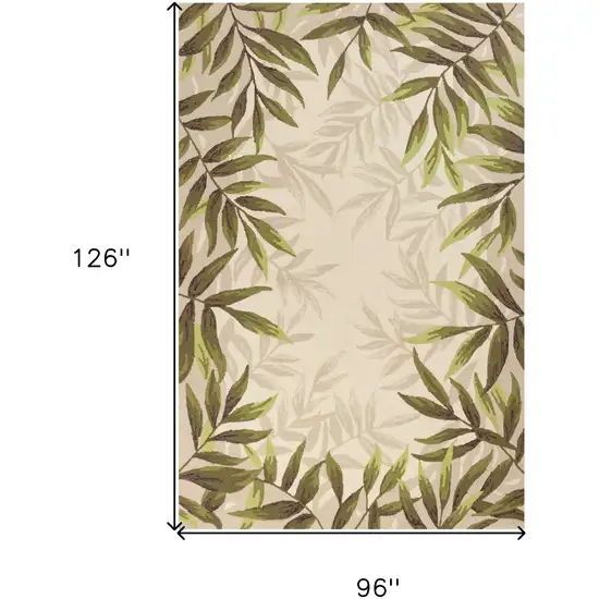 Ivory Hand Tufted Bordered Tropical Leaves Indoor Area Rug Photo 3