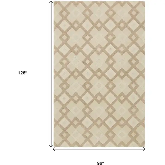 Ivory Hand Tufted Geometric Diamond Pattern Indoor Area Rug Photo 7