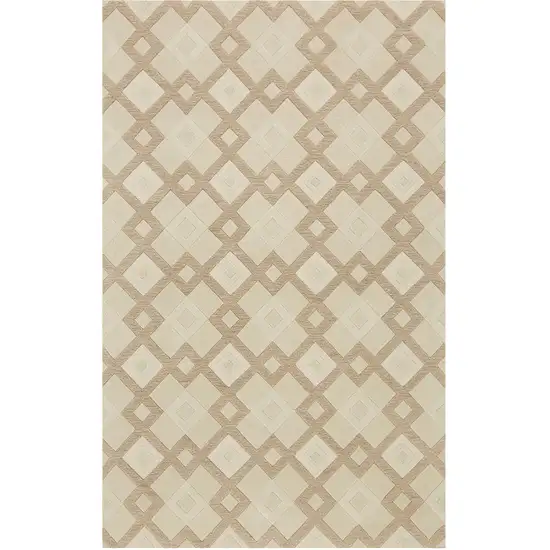 Ivory Hand Tufted Geometric Diamond Pattern Indoor Area Rug Photo 3