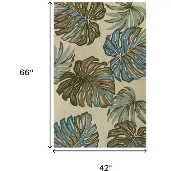 Ivory Hand Tufted Monstera Indoor Area Rug Photo 3