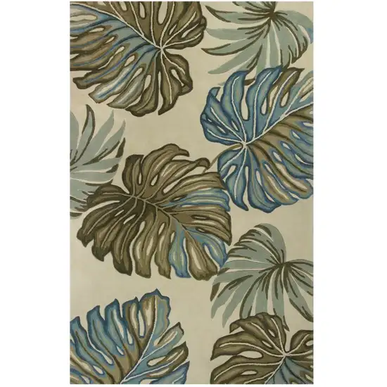 Ivory Hand Tufted Monstera Indoor Area Rug Photo 2