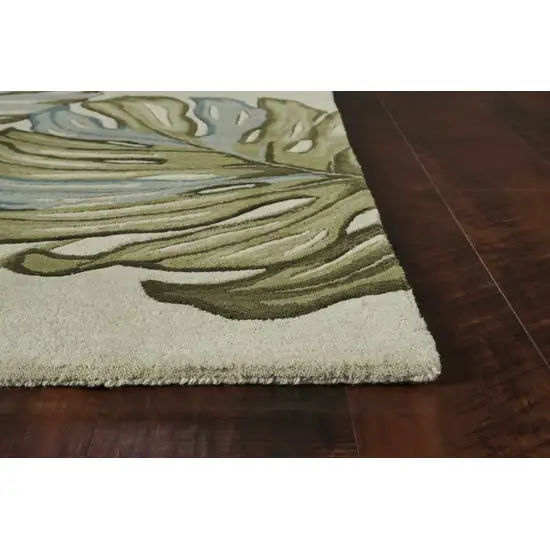 Ivory Hand Tufted Monstera Indoor Area Rug Photo 4