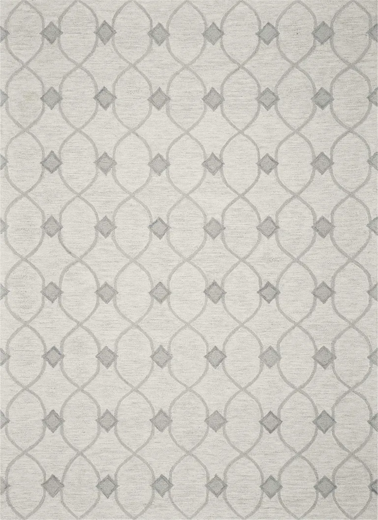 Ivory Hand Tufted Ogee Indoor Accent Rug Photo 1