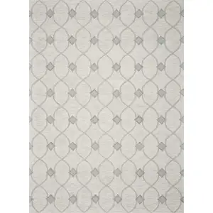 Photo of Ivory Hand Tufted Ogee Indoor Accent Rug