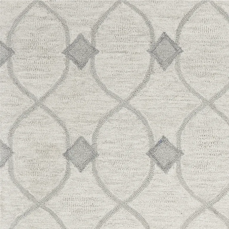 Ivory Hand Tufted Ogee Indoor Area Rug Photo 2