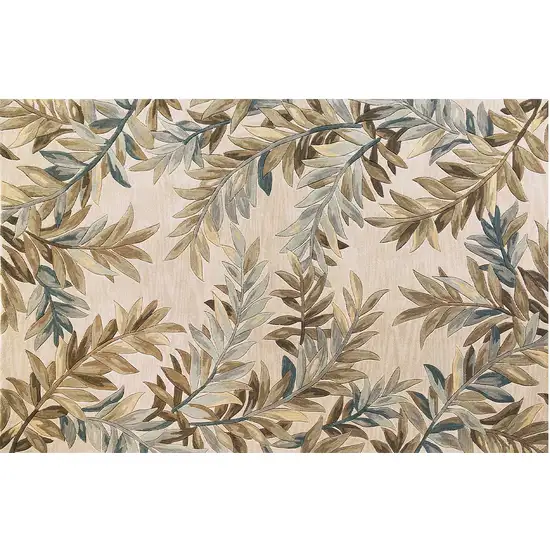 Ivory Hand Tufted Pinnate Fronds Indoor Area Rug Photo 2