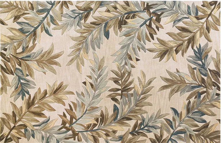 Ivory Hand Tufted Pinnate Fronds Indoor Area Rug Photo 2