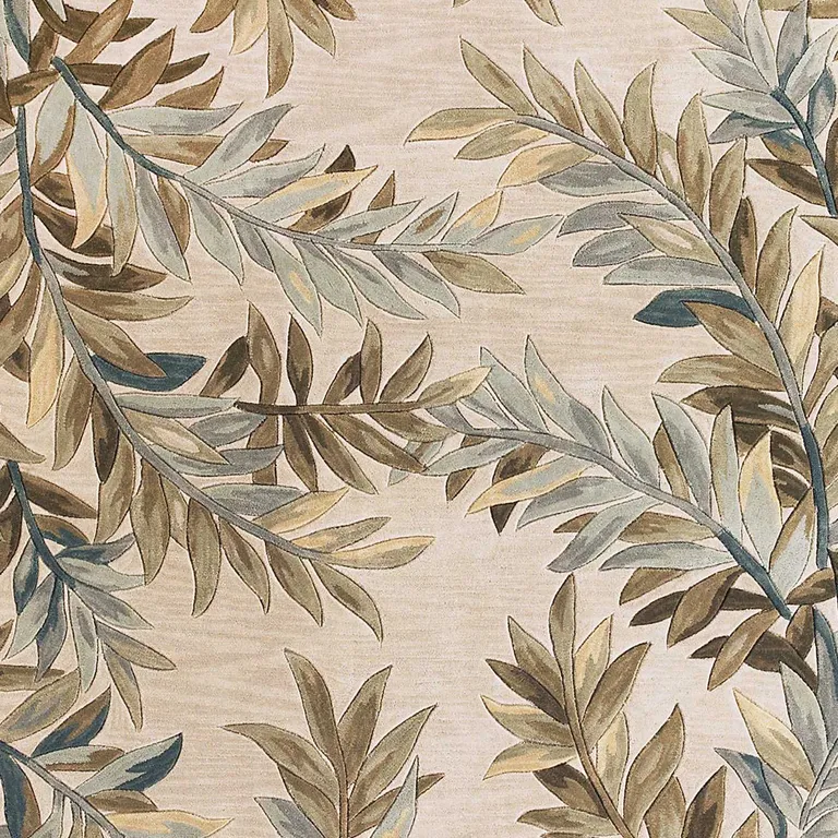 Ivory Hand Tufted Pinnate Fronds Indoor Area Rug Photo 3