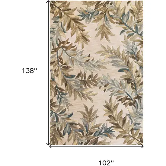 9'X12' Ivory Hand Tufted Pinnate Fronds Indoor Area Rug Photo 6