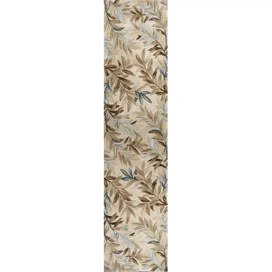 Ivory Hand Tufted Pinnate Fronds Indoor Area Rug Photo 2