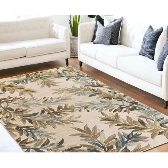 9'X12' Ivory Hand Tufted Pinnate Fronds Indoor Area Rug Photo 2