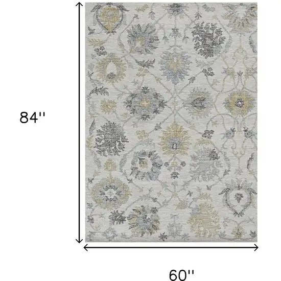 Ivory Hand Tufted Space Dyed Floral Traditional Indoor Area Rug Photo 3