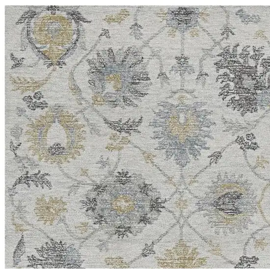 Ivory Hand Tufted Space Dyed Floral Traditional Indoor Area Rug Photo 6