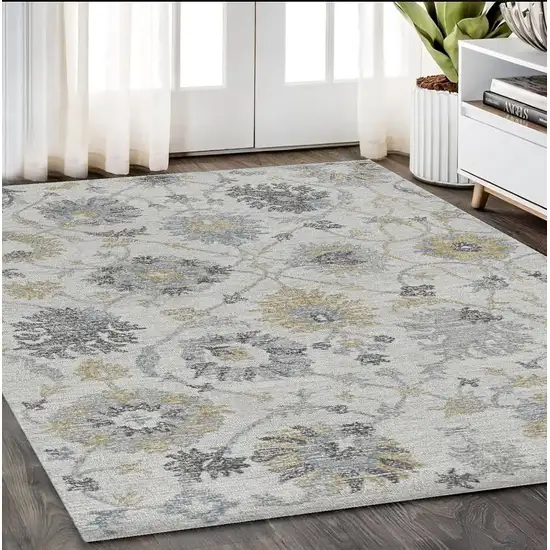 Ivory Hand Tufted Space Dyed Floral Traditional Indoor Area Rug Photo 1