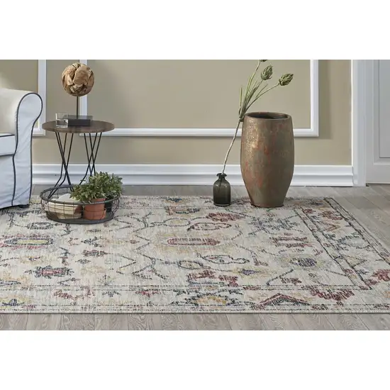Ivory Hand Tufted Space Dyed Floral Traditional Indoor Runner Rug Photo 6