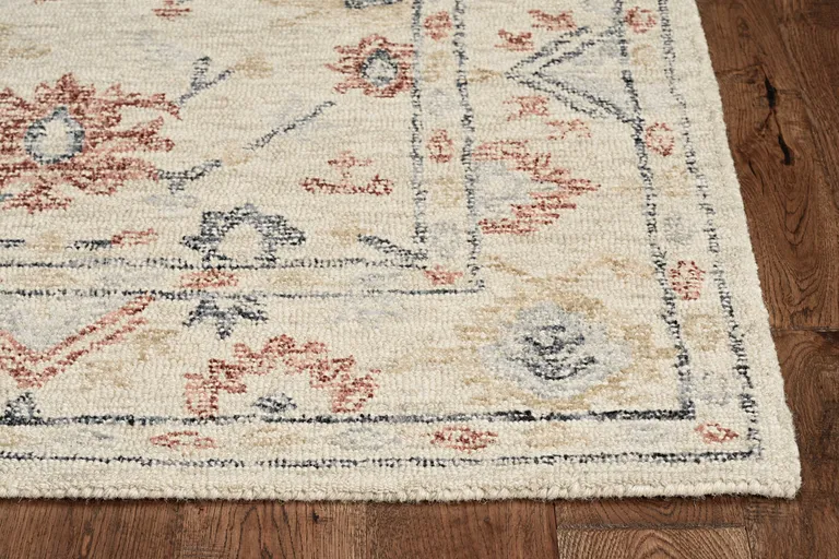 Ivory Hand Tufted Space Dyed Floral Traditional Indoor Runner Rug Photo 1